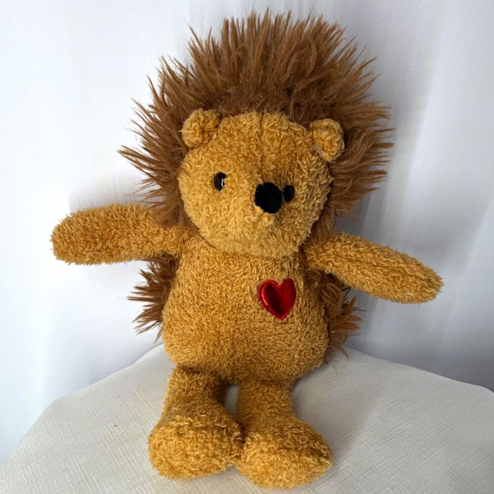 Spark Create Imagine Brown Hedgehog Plush with Red Heart —Stuffed Animal